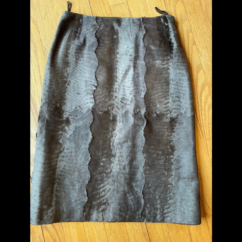 Prada brown broadtail lamb skirt